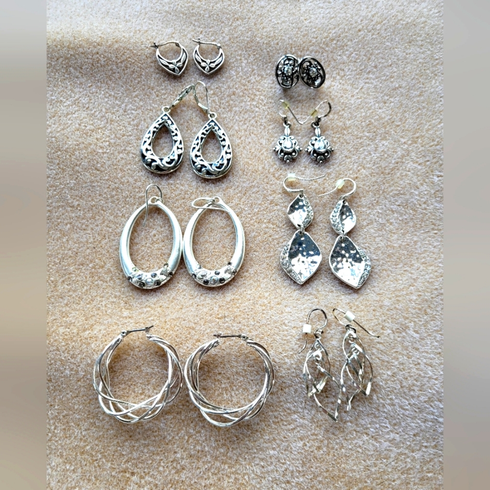 Bundle of Macy's silver earrings
